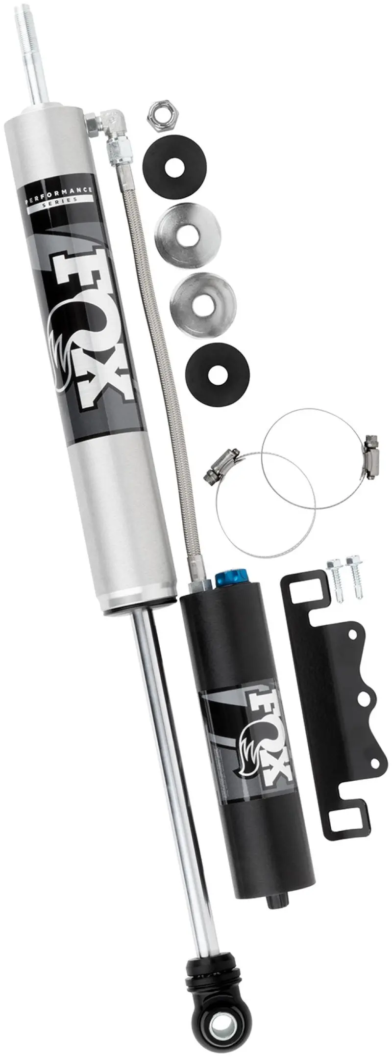 2017+ F-250/F-350 Fox 2.0 Performance Series 9.6In Smooth Body Remote Reservoir Front Shock - Cd Adjuster 1