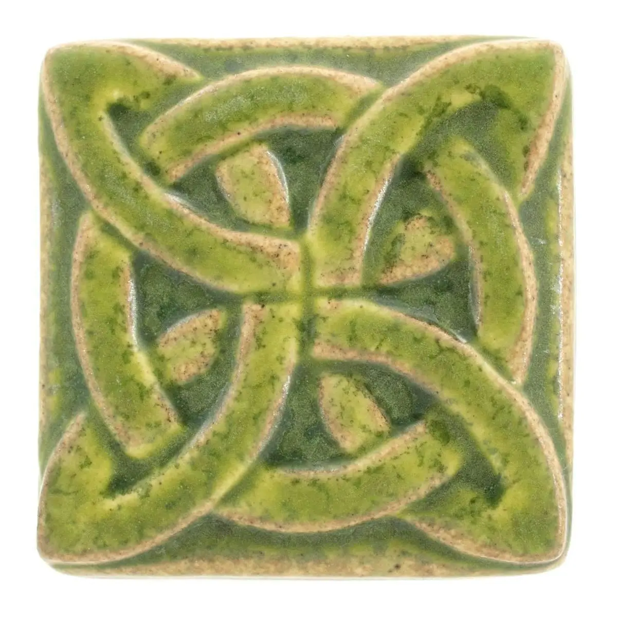 3X3 Lovers Knot Pewabic Tile - Lime 1