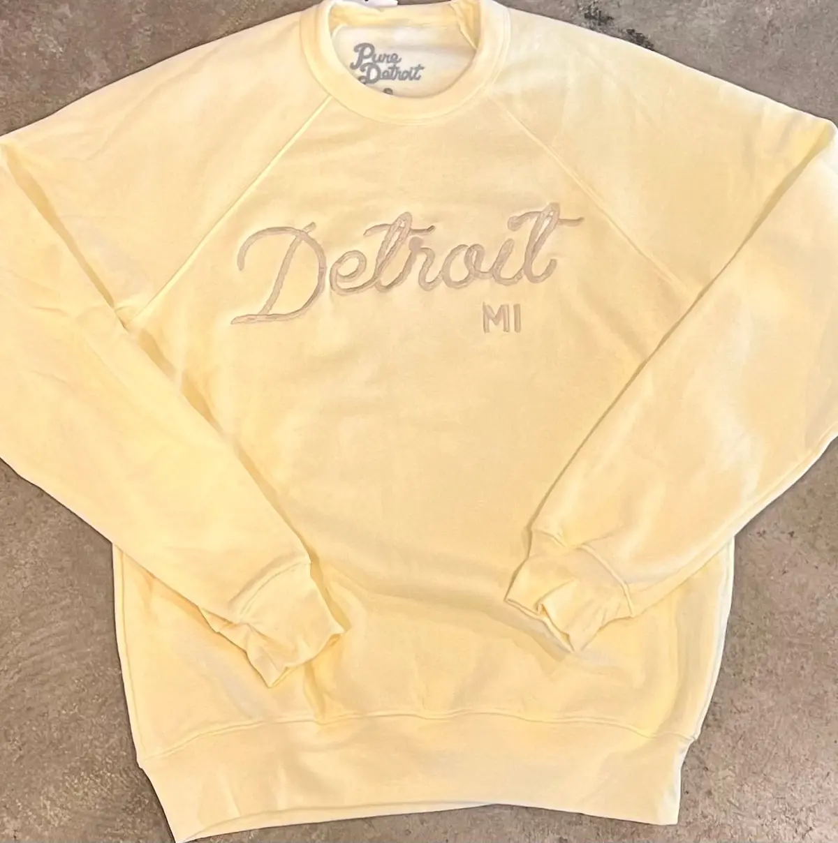 Detroit Mi Sweatshirt - Embroidered /French Vanilla/ Unisex 1