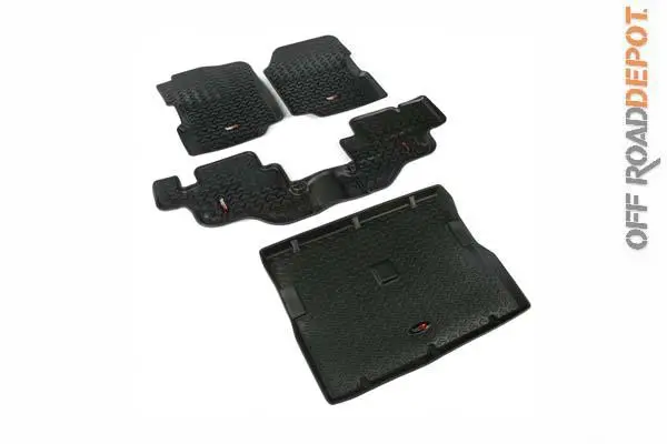 Rug 12988.09 - Tapetes Del/Tras/Cargo Negros (Kit) Jeep Cj/Yj 1
