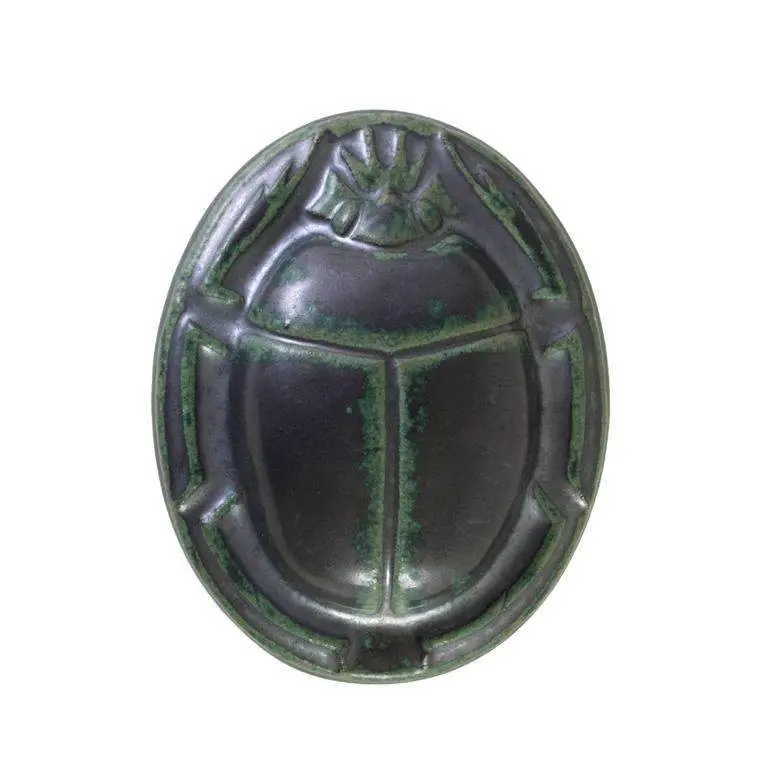 Scarab Paperweight Pewabic Tile - Gunmetal 1