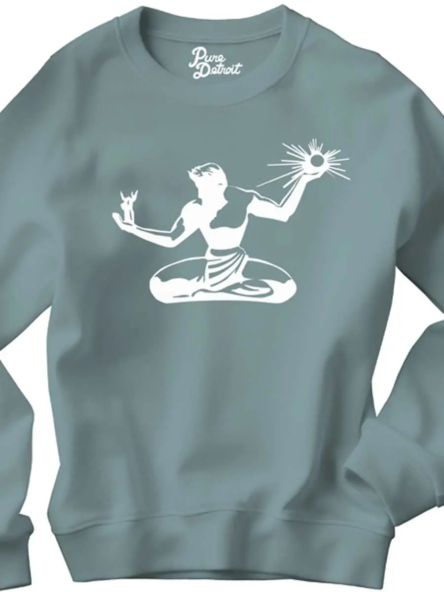 Spirit Of Detroit Premium Sweatshirt - White / Blue Lagoon 1