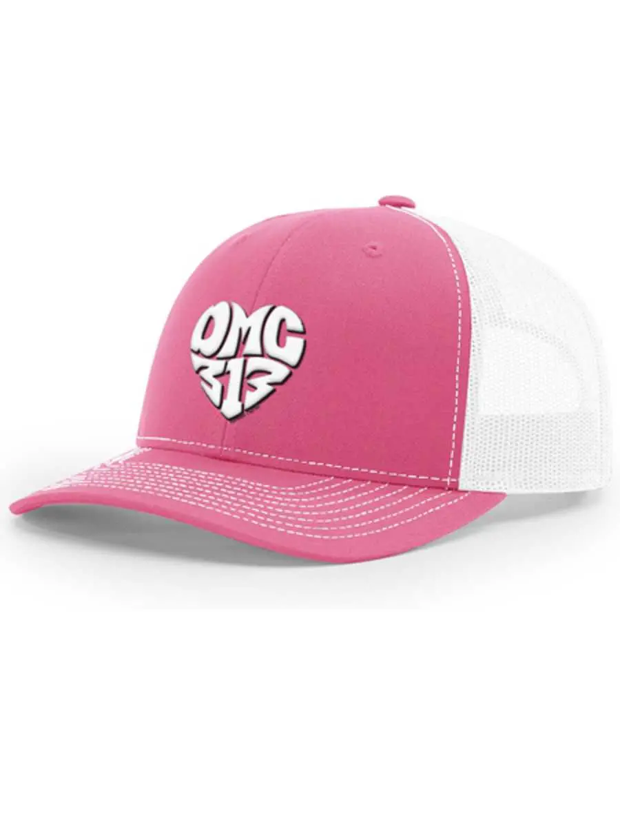 Dmc 313 Love Mesh Trucker Hat - White / Pink & White 1