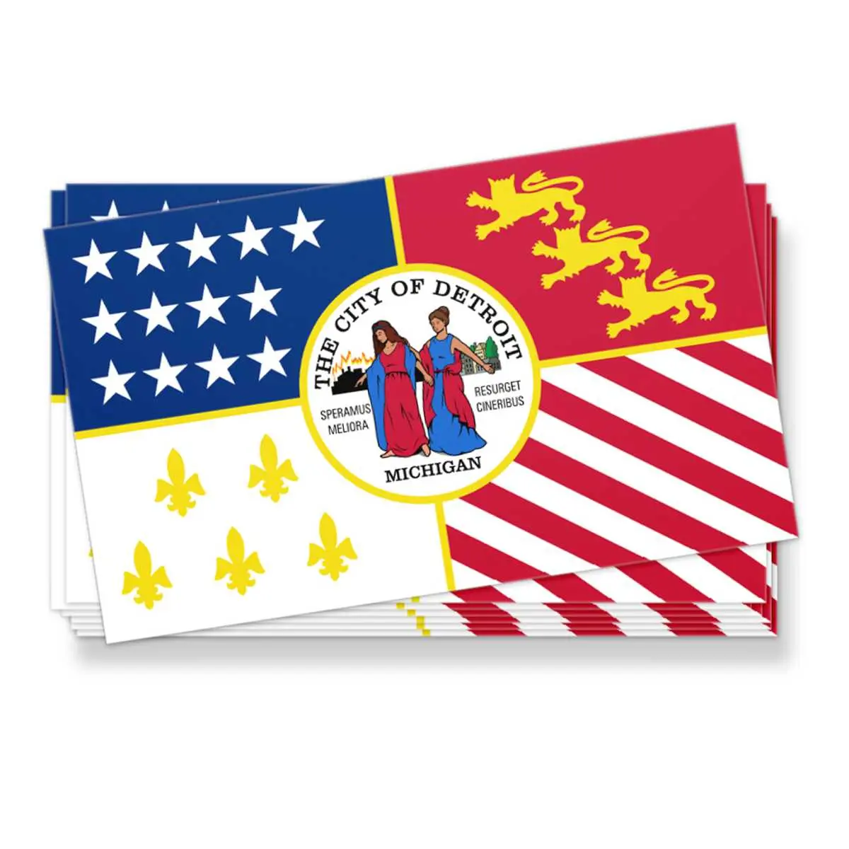 Detroit Flag Vinyl Sticker 1