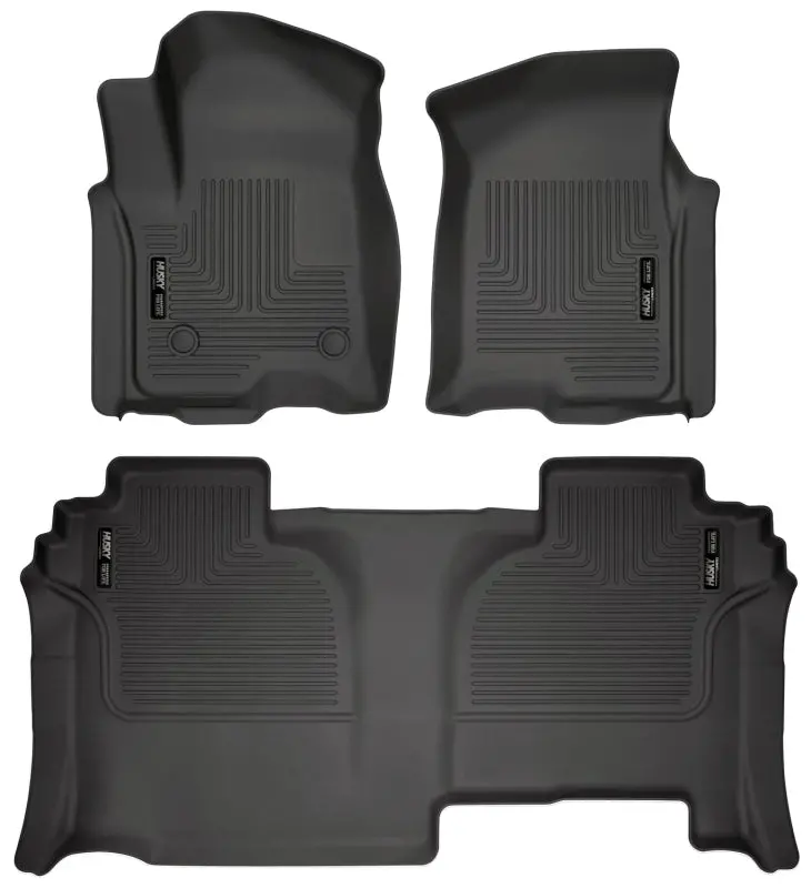 2019-2026 Silverado / Sierra 1500-3500 Double Cab Husky Weatherbeater Front & Rear Floor Liners - Black 1