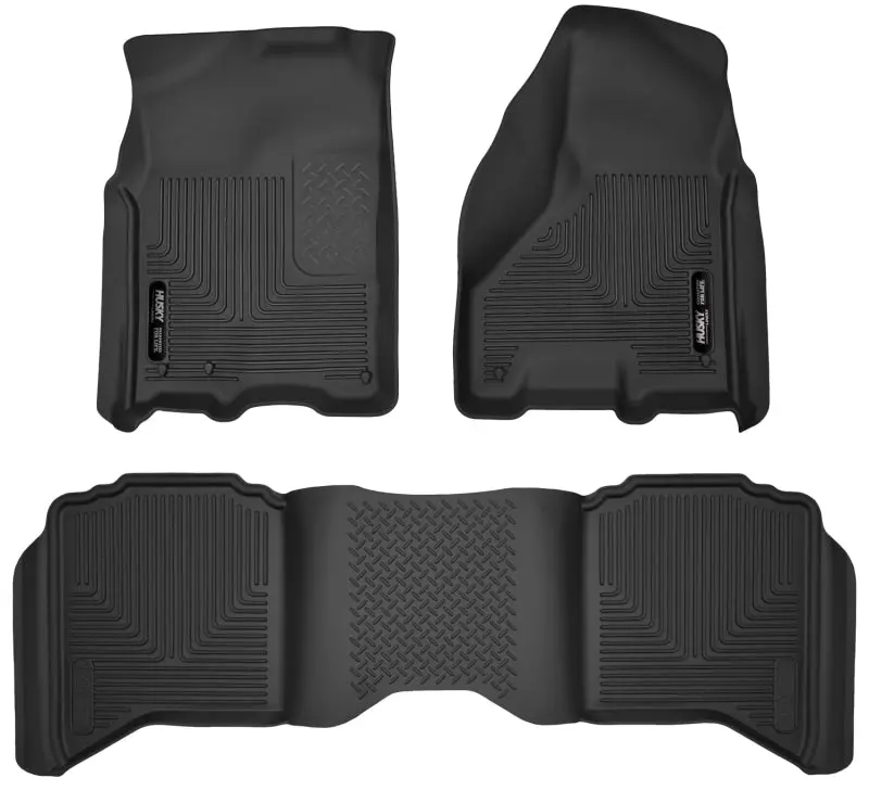 2009-2018 Ram 1500 Crew Cab Husky X-Act Contour Front & Rear Floor Liners - Black 1