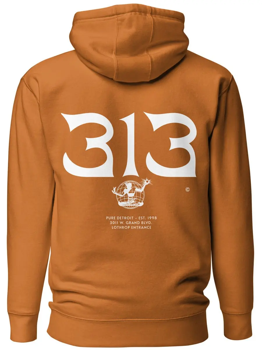 313 Nomad Premium Pullover Unisex Hoodie - Back Print - Adobe / White 1