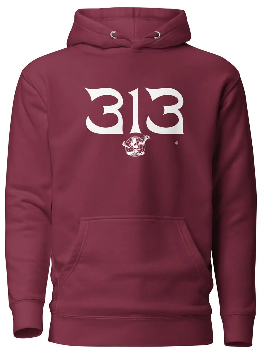 313 Nomad Premium Pullover Unisex Hoodie - Maroon / White 1