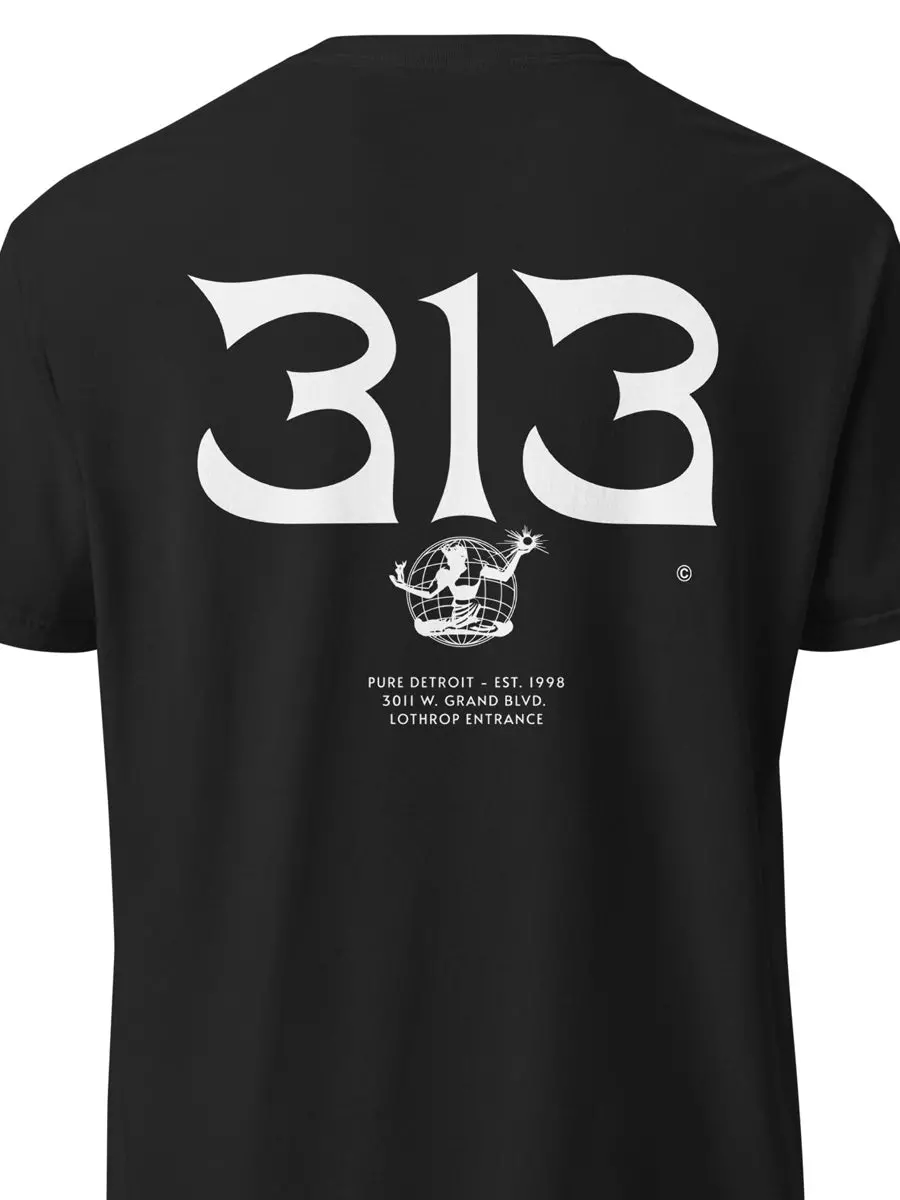 313 Nomad Unisex Garment-Dyed Heavyweight T-Shirt - Back Print - Black / White 1