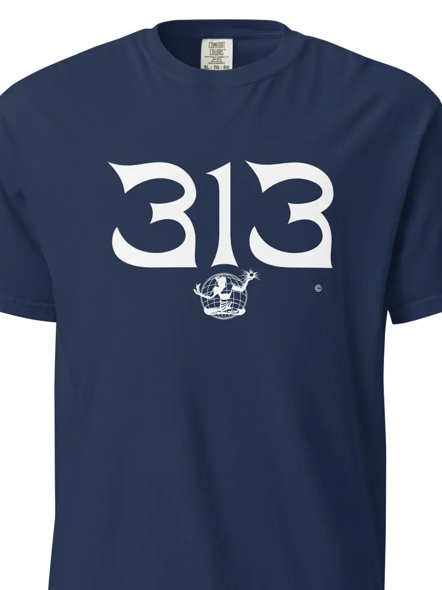 313 Nomad Unisex Garment-Dyed Heavyweight T-Shirt - True Navy / White 1