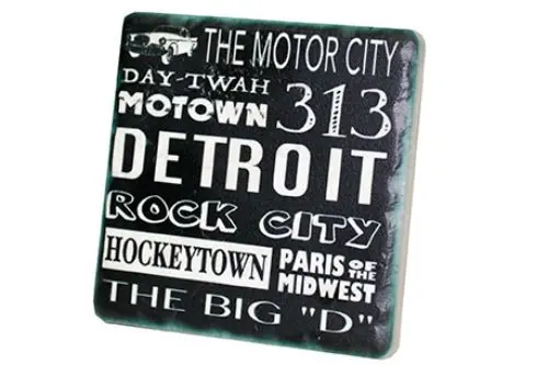 Detroit Nicknames Porcelain Tile Coaster 1