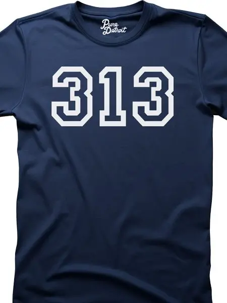 313 Unisex T-Shirt - White / Navy 1