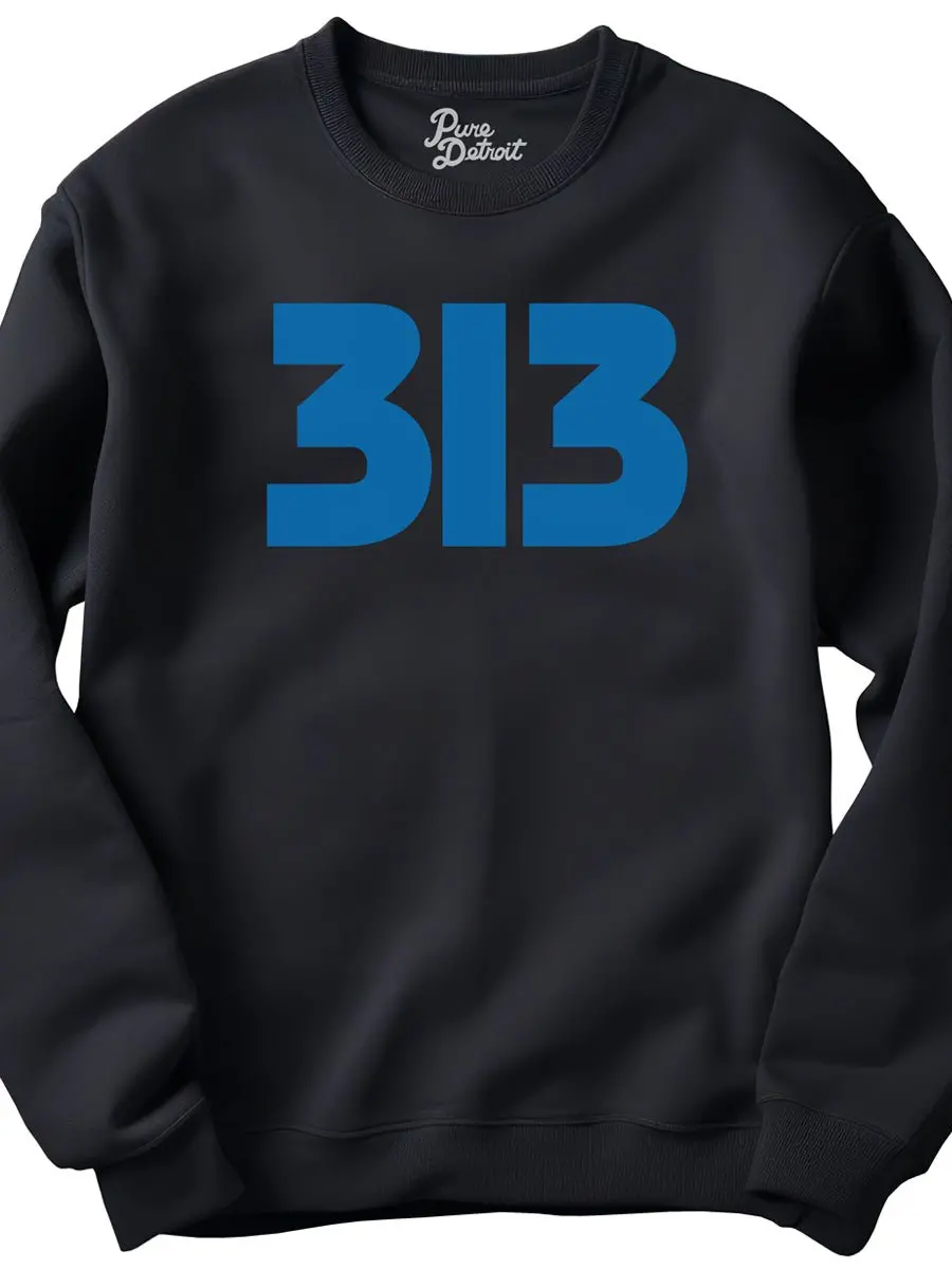 313 Modern Detroit Unisex Premium Sweatshirt - Black And Blue 1