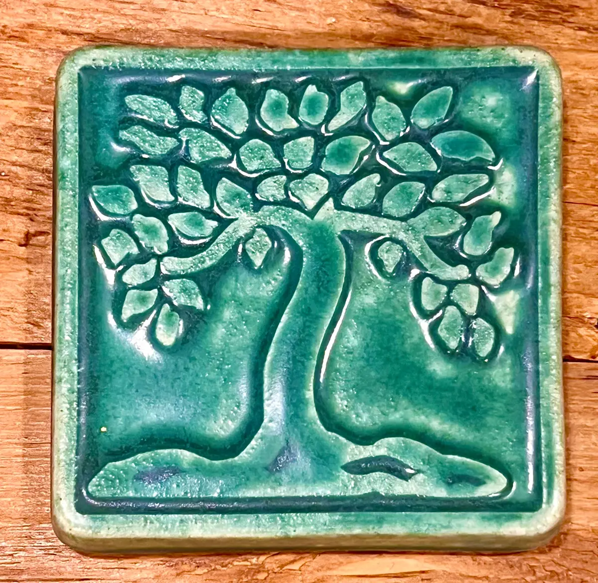 4X4 Botanical Tree Pewabic Tile - Pewabic Green 1