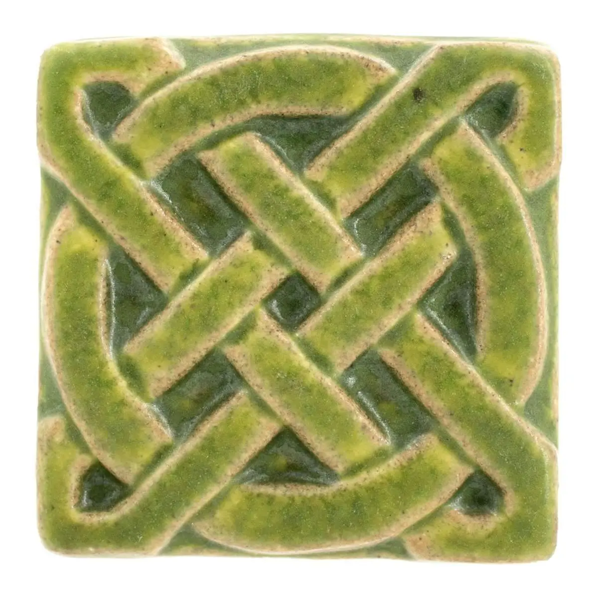 3X3 Journey Knot Pewabic Tile - Lime 1