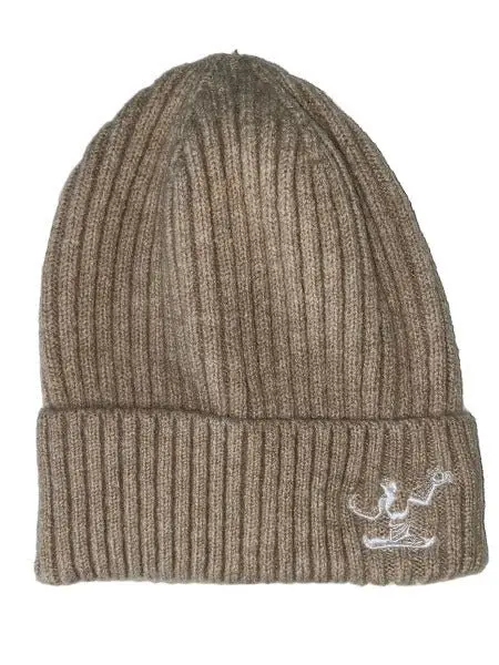 Spirit Of Detroit Ribbed Knit Beanie/ White + Sand 1