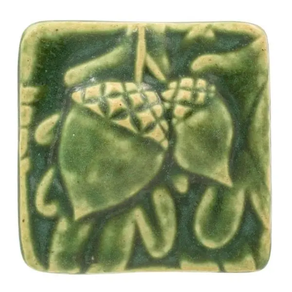 3X3 Acorn Pewabic Tile - Leaf 1