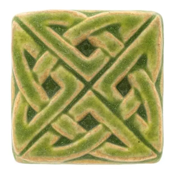 3X3 Eternity Knot Pewabic Tile - Lime 1