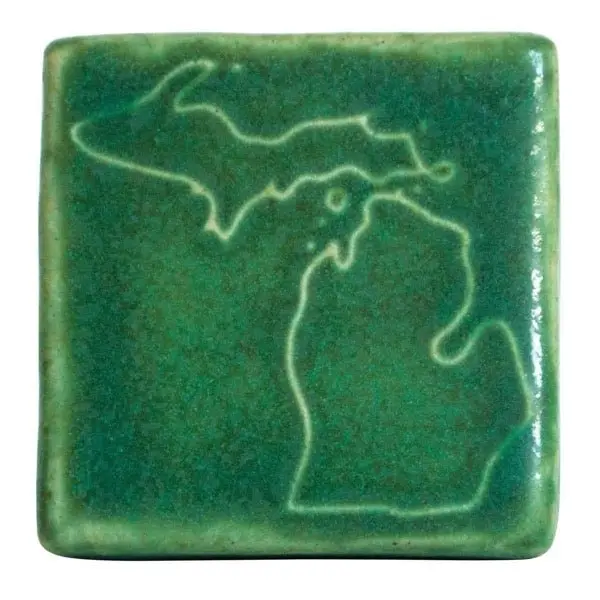 3X3 Michigan Pewabic Tile - Leaf 1