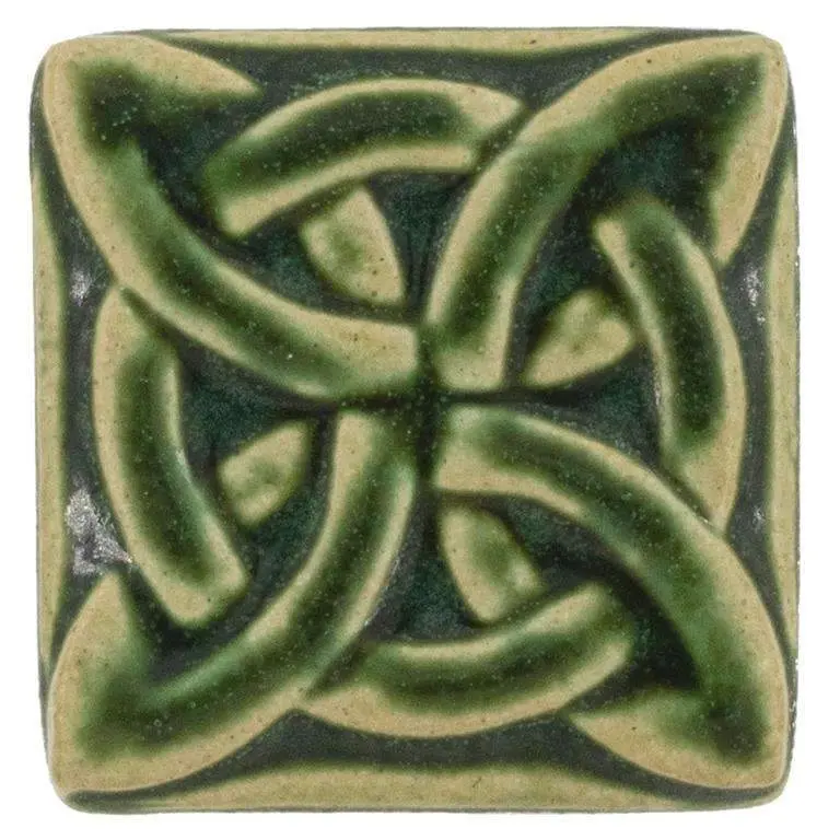 3X3 Lovers Knot Pewabic Tile - Leaf 1