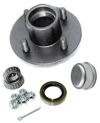 Trailer Wheel Hub Kit For 2000Lb. Axles - L44643 Bearings - 4 On 4" #Pt4x4hubkit2ksts 1