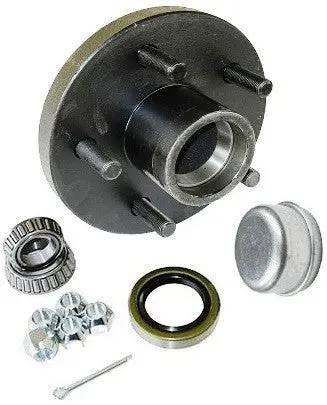 Trailer Wheel Hub Kit For 2500Lb. Axles - L44649 Bearings - 5-On-4.5" #Pt5x45hubkit25ksts 1