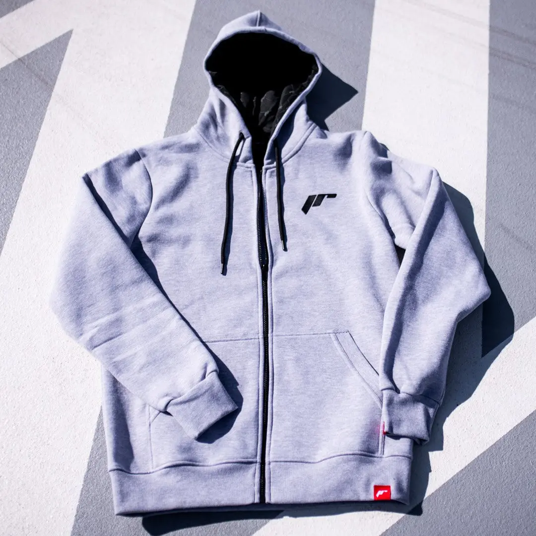 Jr Unisex Zip Hoodie Logo Light Grey 1