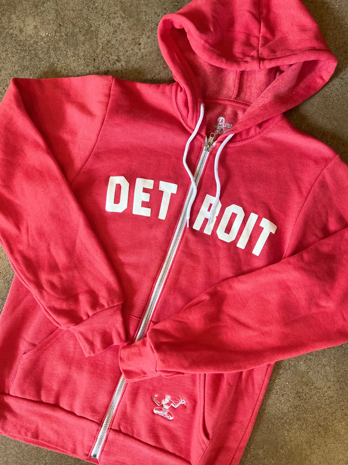 Detroit Classic Tri-Blend Zip / White + Bright Red / Unisex 1