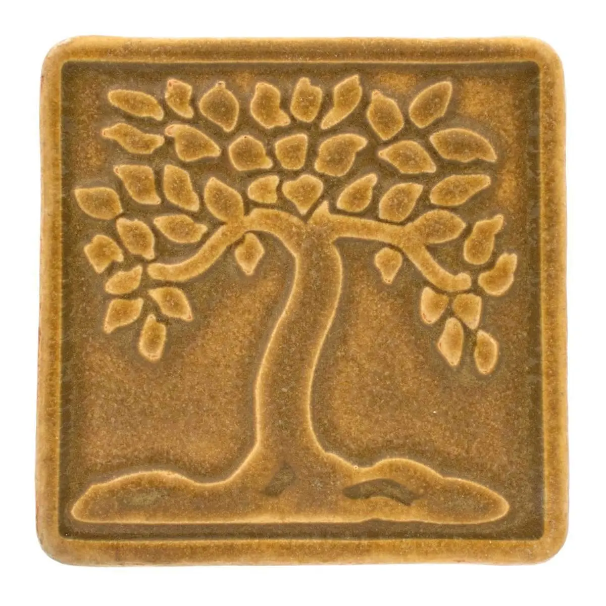 4X4 Botanical Tree Pewabic Tile - Wheat 1