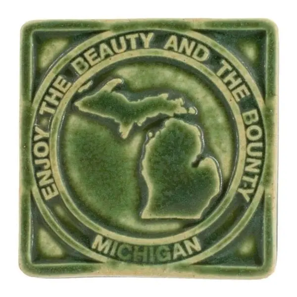 4X4 Beauty & Bounty Michigan Pewabic Tile - Leaf 1