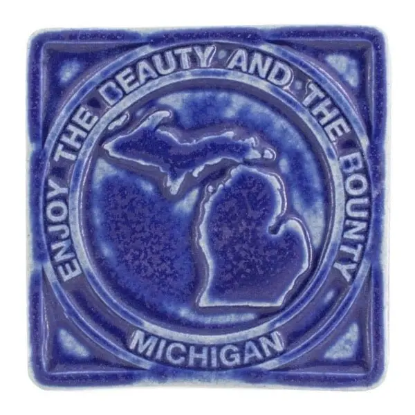 4X4 Beauty & Bounty Michigan Pewabic Tile - Cobalt 1