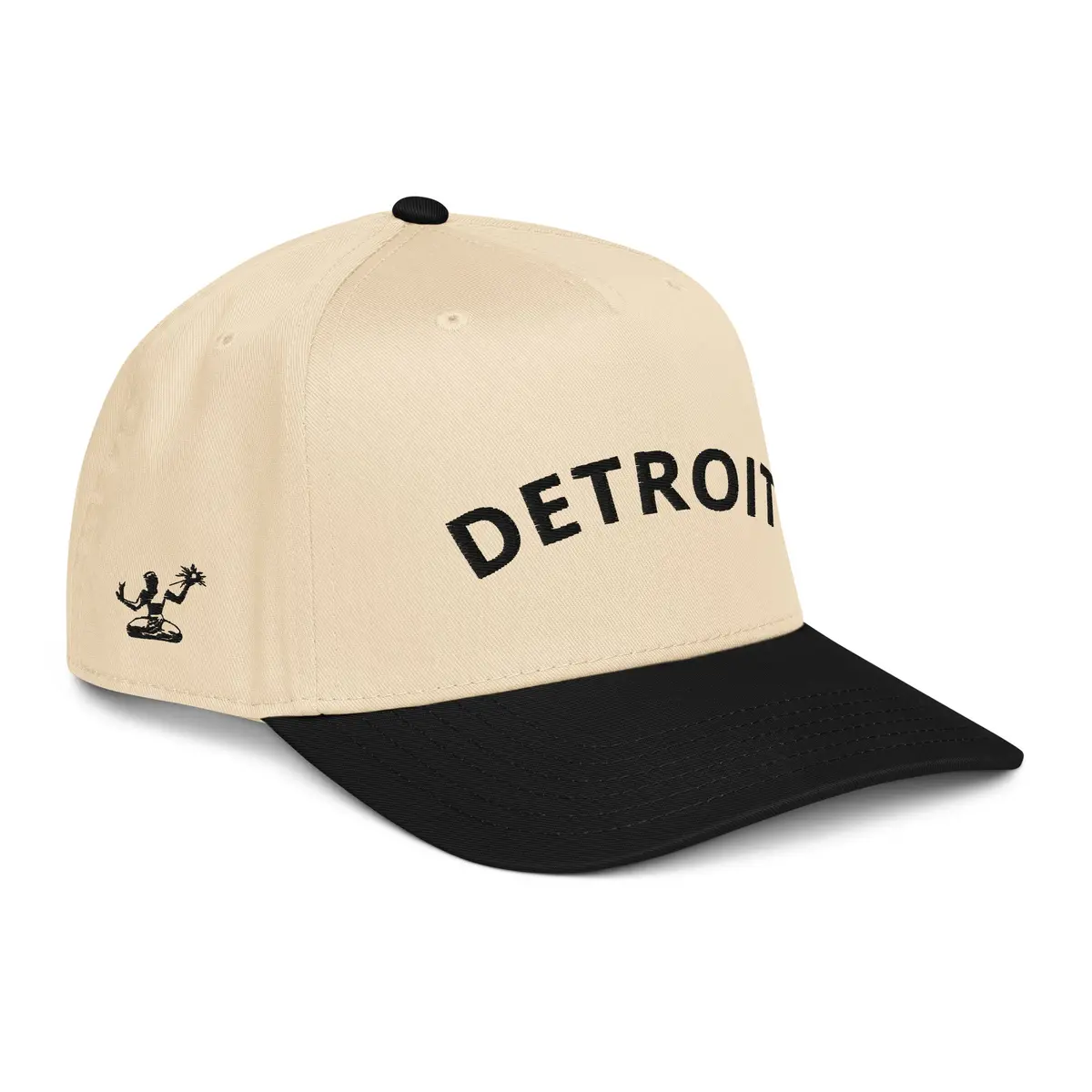Detroit Classic Embroidered 5-Panel Cap - Creme / Black 1