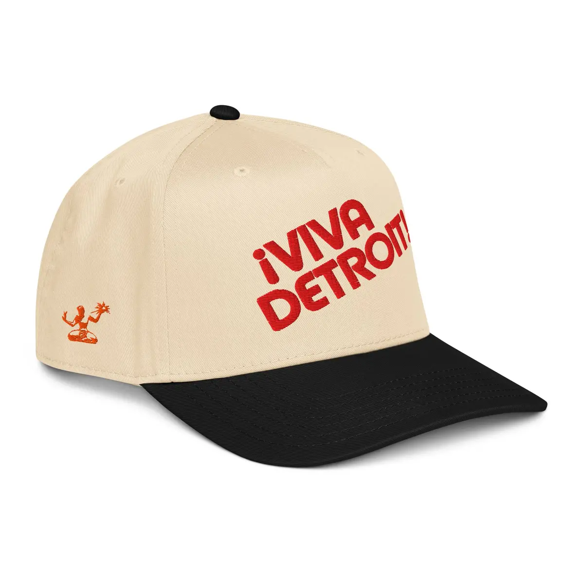 ¡Viva Detroit! Puff Embroidered 5-Panel Cap - Cream / Black / Red 1