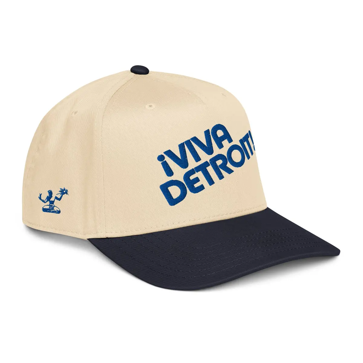 ¡Viva Detroit! Puff Embroidered 5-Panel Cap - Cream / Navy / Royal 1