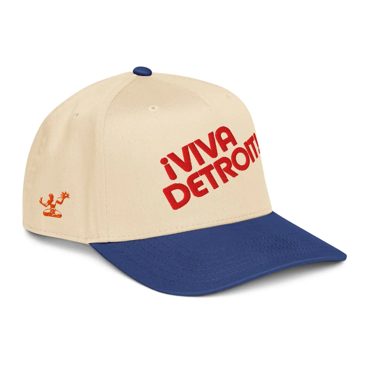 ¡Viva Detroit! Puff Embroidered 5-Panel Cap - Cream / Royal / Red 1
