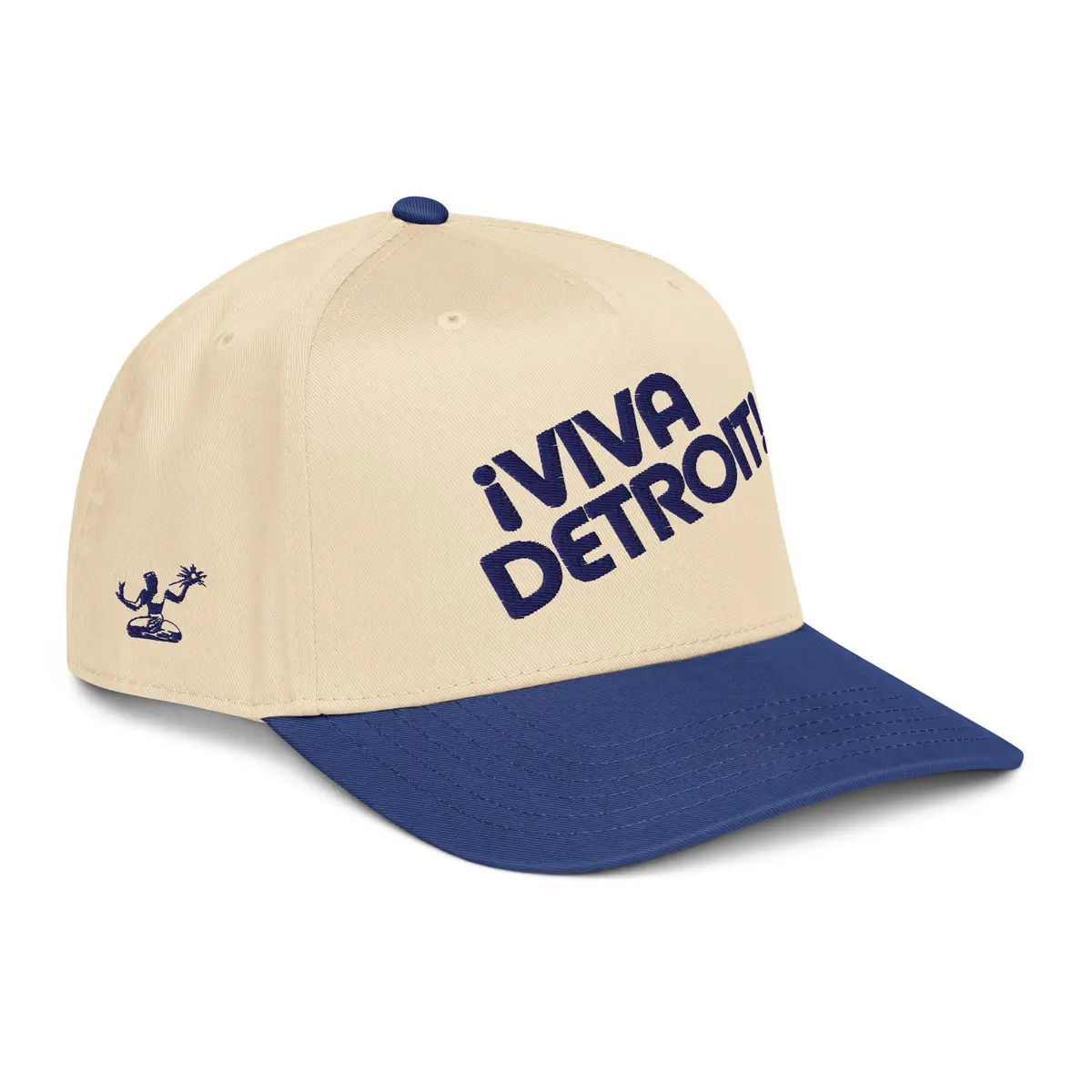 ¡Viva Detroit! Puff Embroidered 5-Panel Cap - Cream / Royal / Navy 1