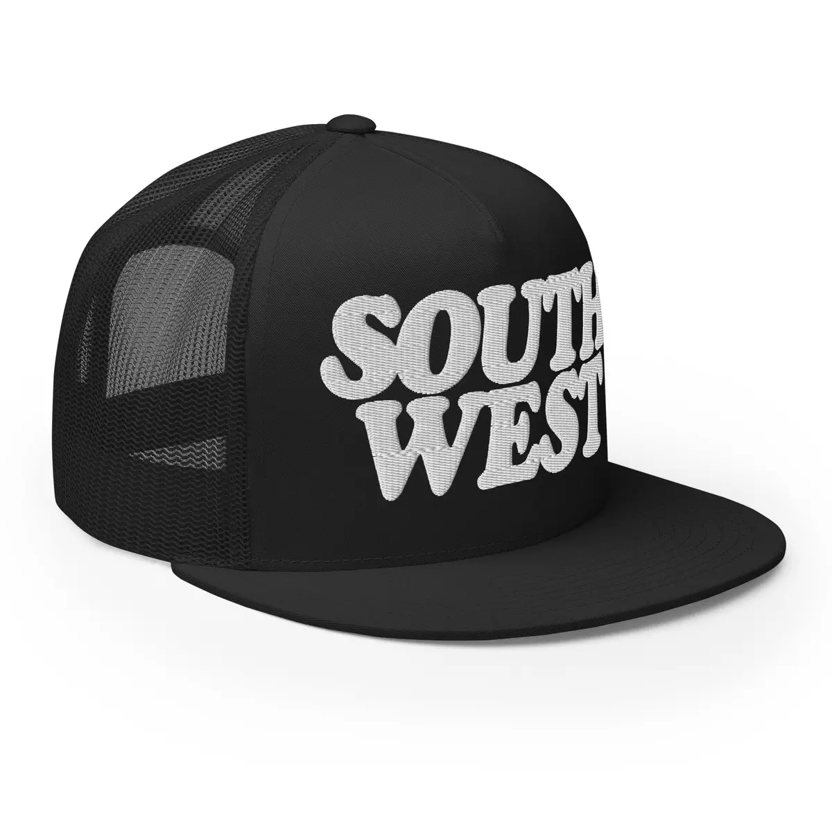 Southwest Detroit Trucker Cap - Black - Embroidered With White 1