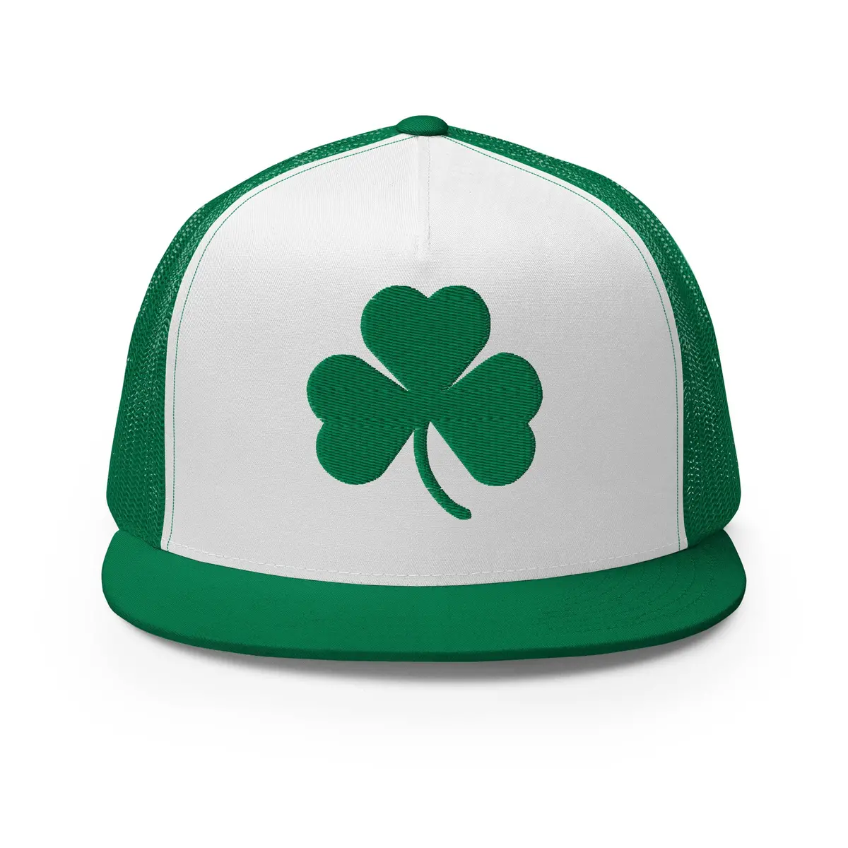 Shamrock Foam Trucker Hat - Green And White - Embroidered With Green 2