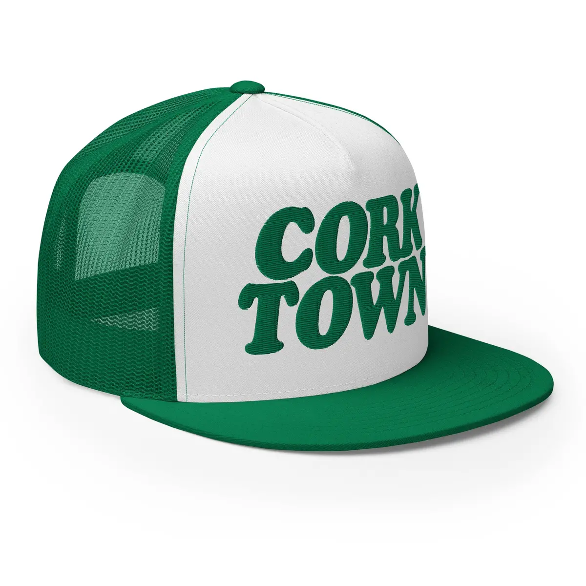 Corktown Foam Trucker Hat - Green And White - Embroidered With Green 1