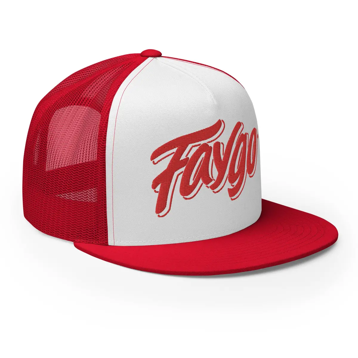 Faygo Trucker Cap - Red And White - Embroidered With Red 1