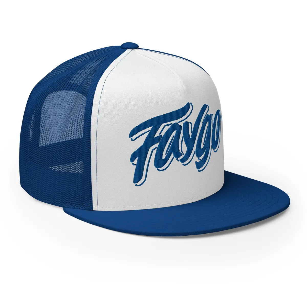 Faygo Logo Trucker Cap - Royal And White - Embroidered With Royal 1
