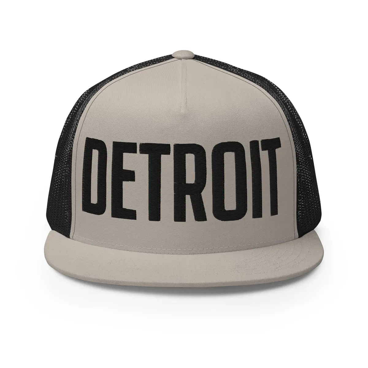 Detroit Trucker Cap - Black And Silver - Embroidered With Black 2