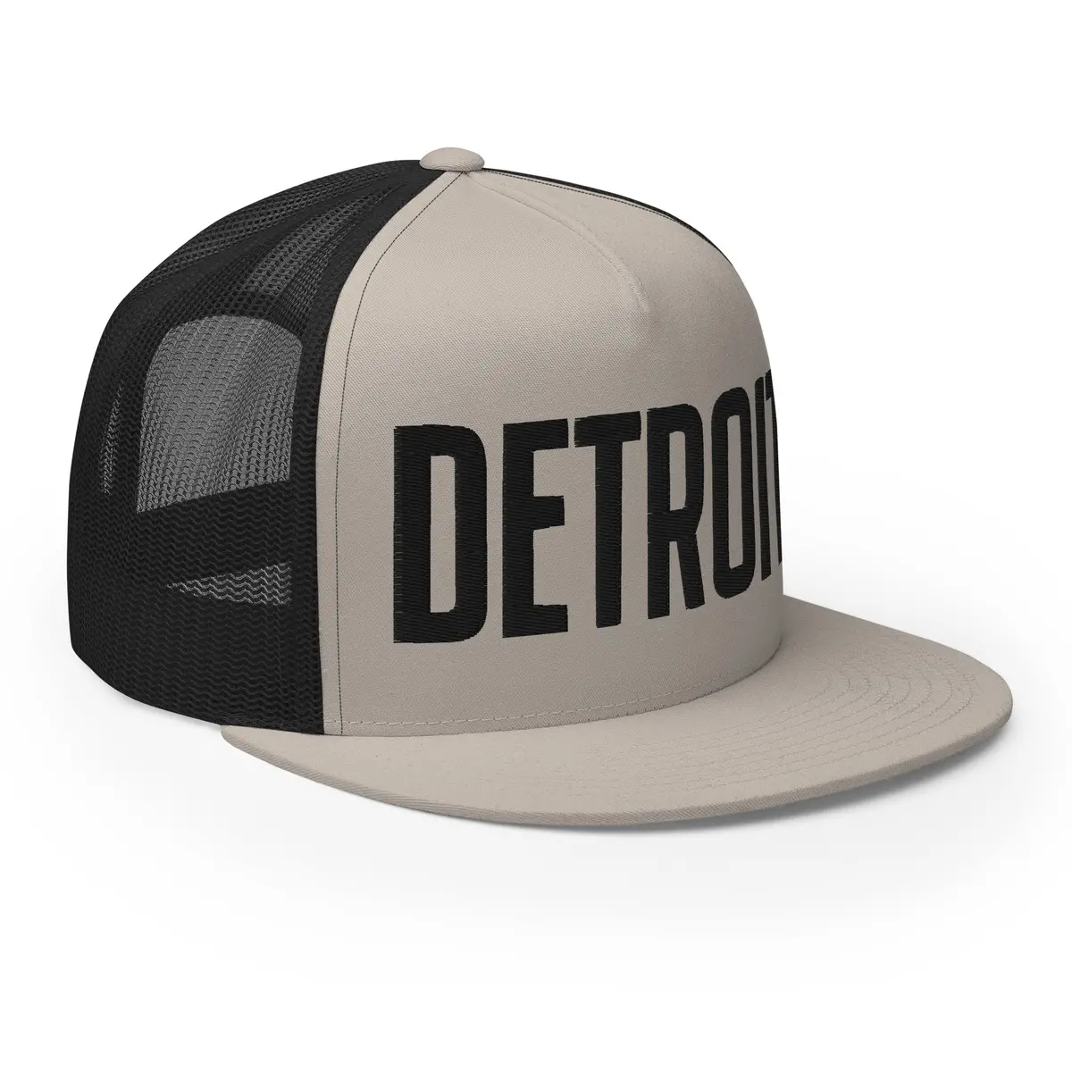 Detroit Trucker Cap - Black And Silver - Embroidered With Black 1
