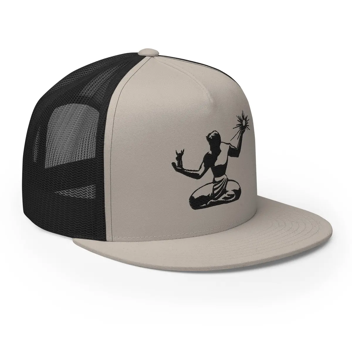 Spirit Of Detroit Trucker Cap - Black And Silver - Embroidered With Black 1