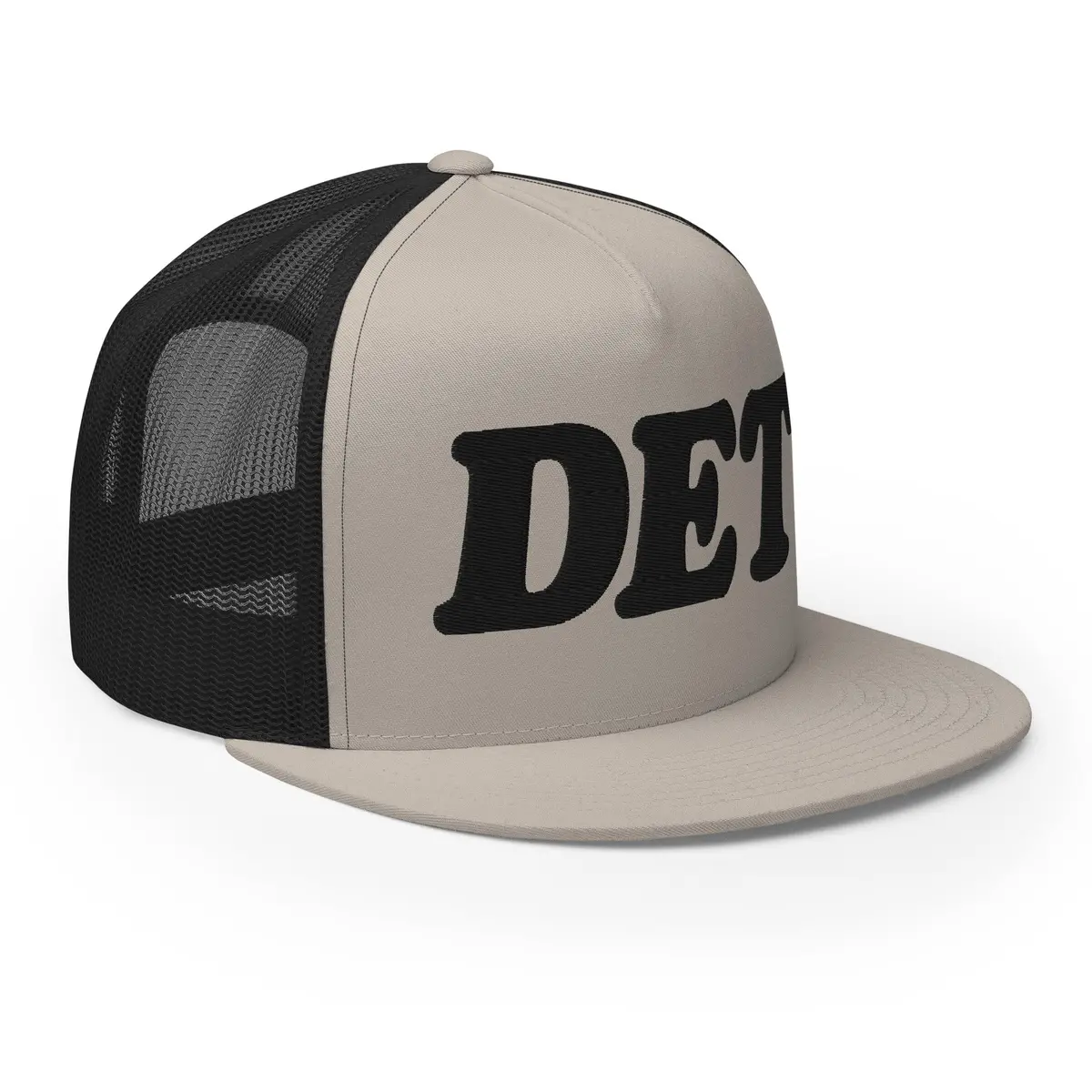 Det Detroit Trucker Cap - Black And Silver - Embroidered With Black 1