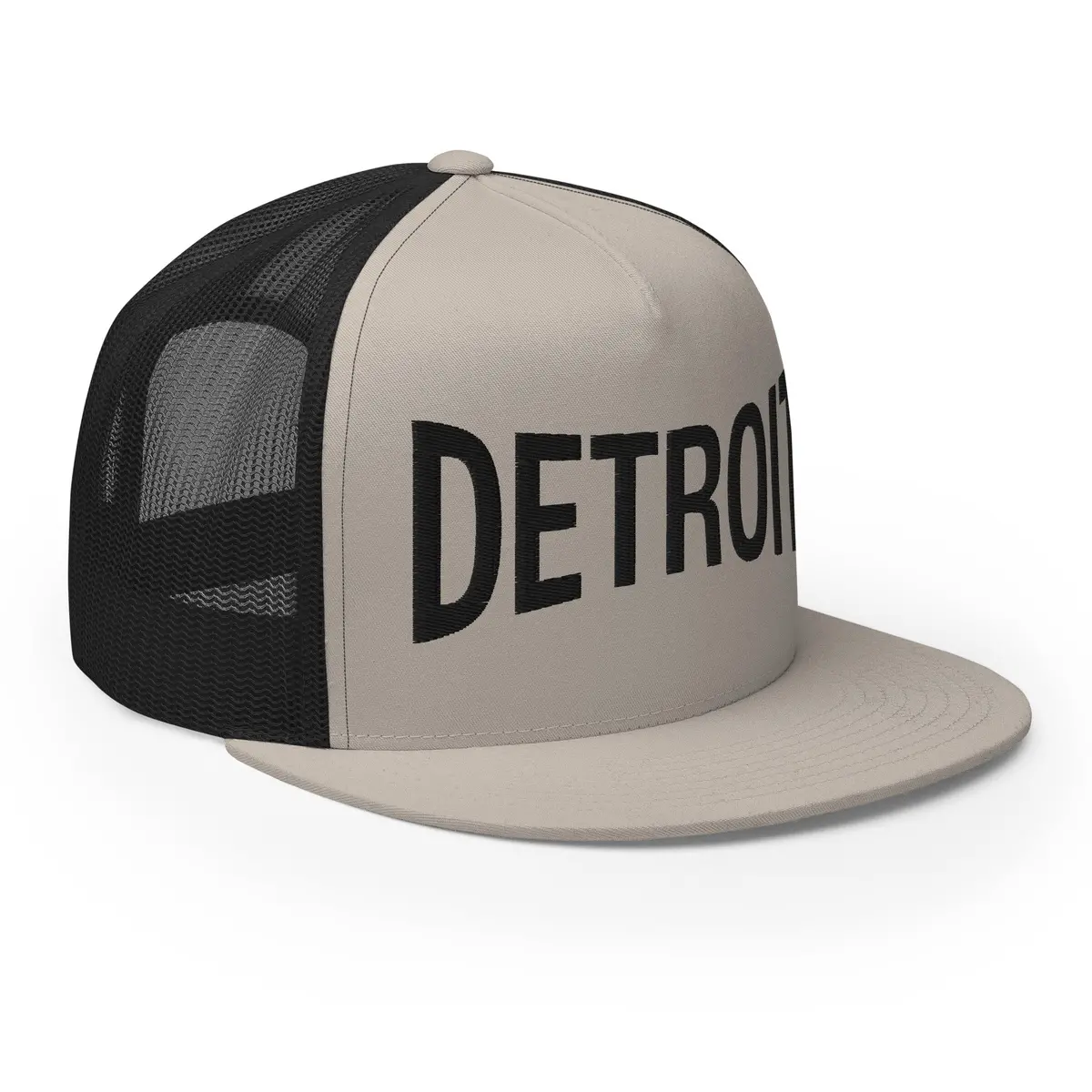 Detroit Champ Trucker Cap - Black And Silver - Embroidered With Black 1