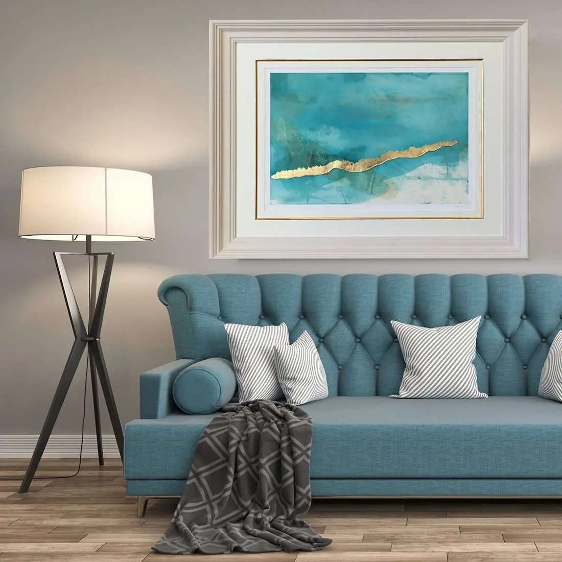 Hand Embellished Print In White Eleganta Frame 1