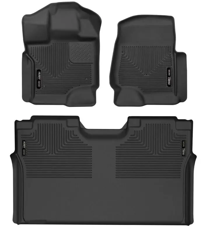 2015-2025 F-150 Supercrew Cab Husky X-Act Contour Front & Rear Floor Liners - Black 1