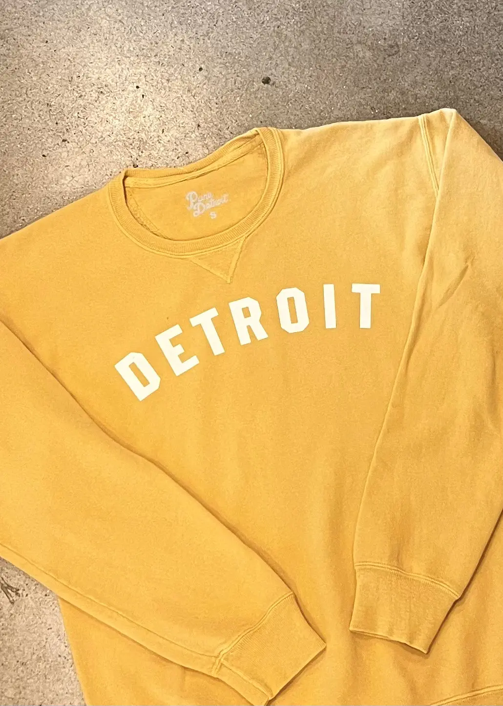 Detroit Collegiate Arch Garment Dyed Pullover / White + Squash/ Unisex 1