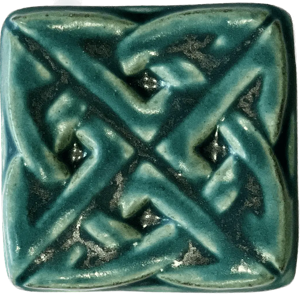 3X3 Eternity Knot Pewabic Tile - Pewabic Blue 1